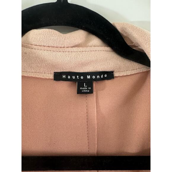 Blush Pink Large L Haute Monde Women's Juniors Casual Faux Suede Moto Jacket - Picture 3 of 9